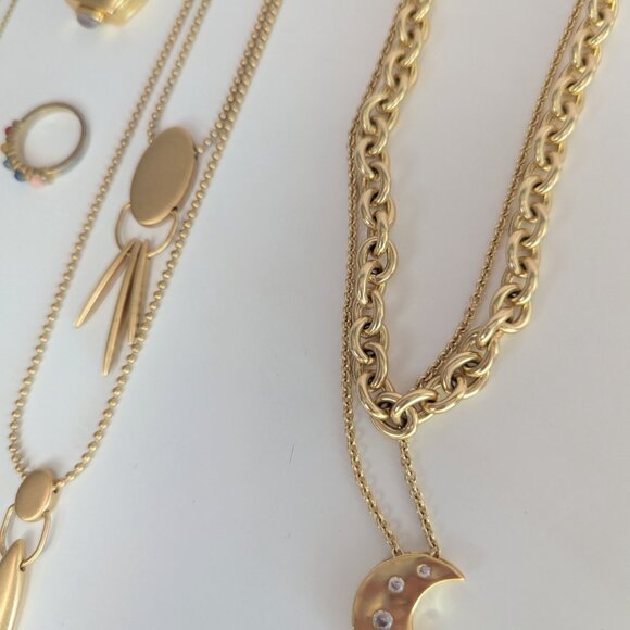 Madewell Anthropologie Gold Jewelry Bundle ✨ Layered Necklaces, Rings, Mega Lot - Picture 13 of 13